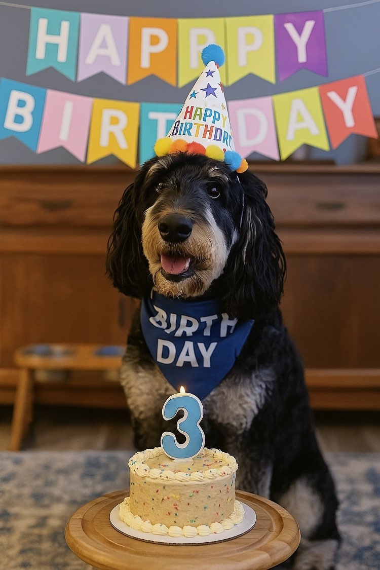A picture of EmmyLou Hairy, a 3 years 2 months old Bernedoodle Mix dog.
